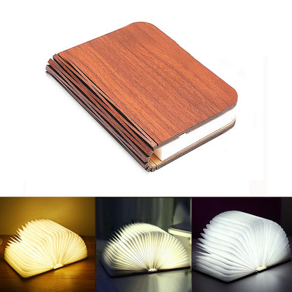 Realistic Foldable Wooden book Lamp - Style's Bug Walnut / Small (10x8x2 cm)