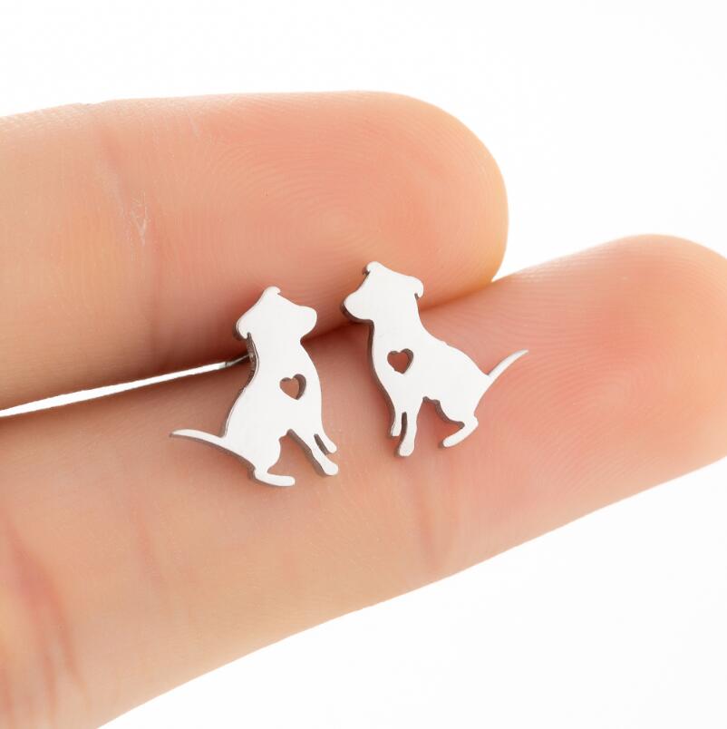 Realistic Dog Earrings (2 pairs pack) - Style's Bug Pitbull / Gold