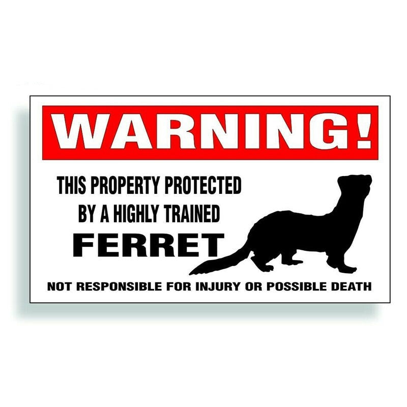 Funny Ferret stickers (2pcs pack) - Style's Bug Warning - Property protected by a Ferret