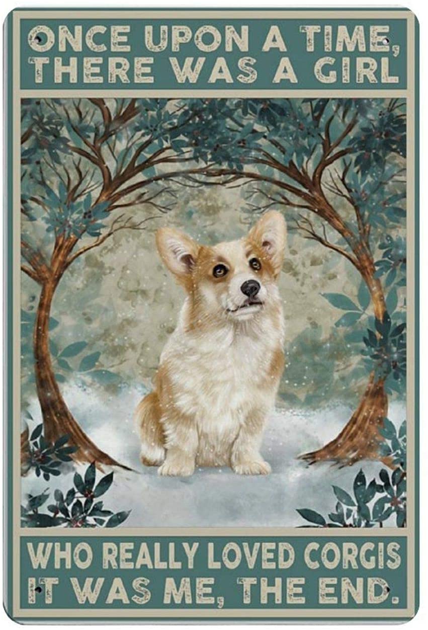 "Once Upon A Time There was A Girl, who loved dogs" Metallic print - Style's Bug Corgi / 20x30cm