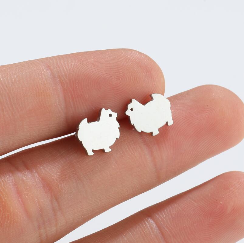 Realistic Dog Earrings (2 pairs pack) - Style's Bug Pomeranian / Gold