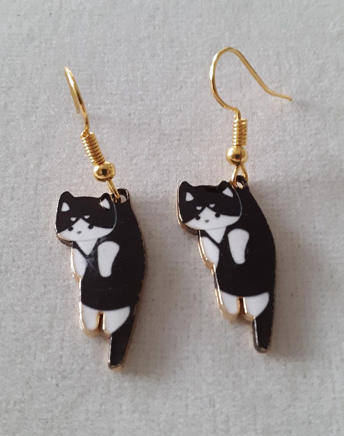 Funny Kitty Jewelry (3 pairs/pcs set) - Style's Bug 3 x Hanging Tuxedo earring pairs