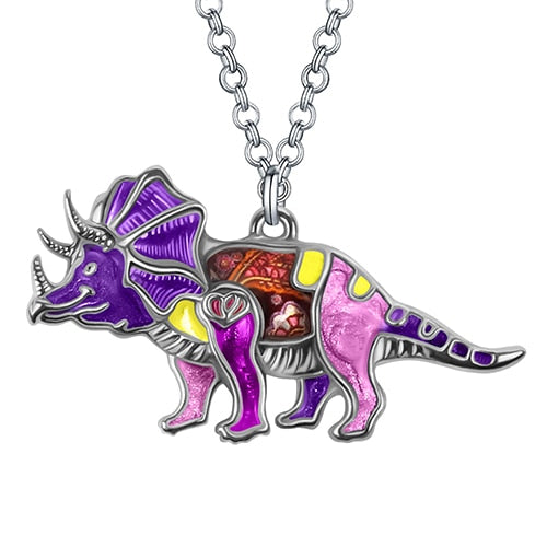 Multi-color Triceratops necklace - Style's Bug Purple