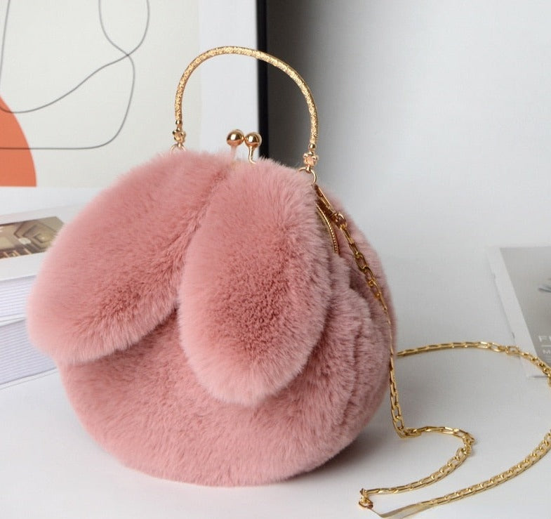 "Fluffy Bunny" mini shoulder bag by SB - Style's Bug Dark Pink