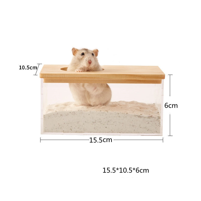 "Hamster's Private Room" - Transparent Sandbox Bathroom - Style's Bug Small - Rectangle + FREE Stairs