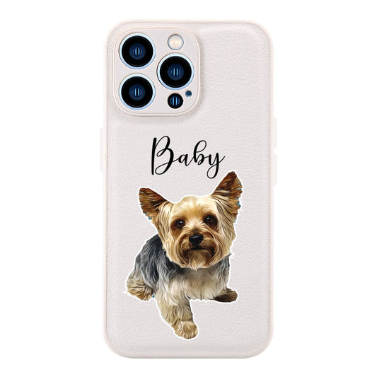 Custom Pet (PU leather) iPhone cases by SB - Style's Bug Cream / For iPhone 14Pro Max