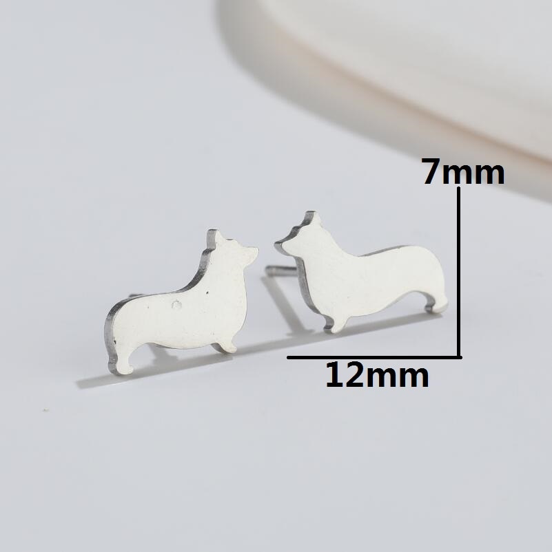 Realistic Dog Earrings (2 pairs pack) - Style's Bug Corgi / Gold