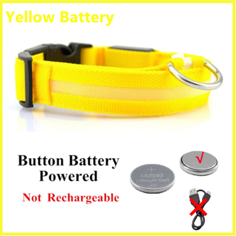 Anti-loss Dog LED Flashing Collar - Style's Bug Yellow + Battery / XS (28-38 cm)