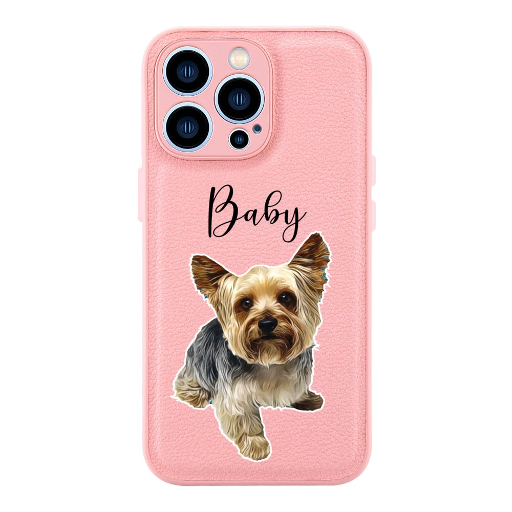 Custom Pet (PU leather) iPhone cases by SB - Style's Bug Pink / For iPhone 14Pro Max