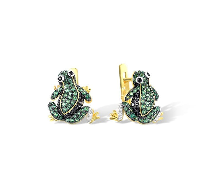 "Crystal Green Frog" jewelry by Style's Bug - Style's Bug 6 / Only Pair of earrings