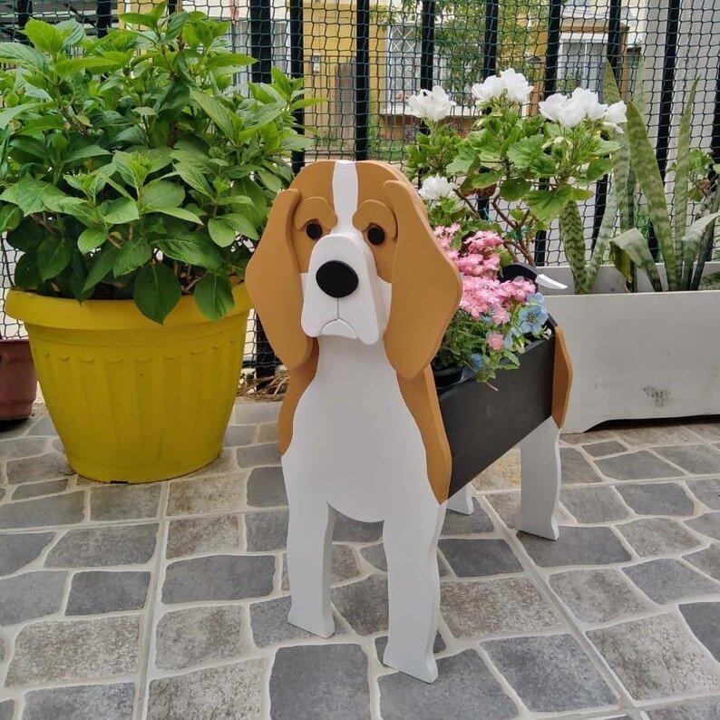 Realistic Dog flower planters - Style's Bug Beagle / 34 cm