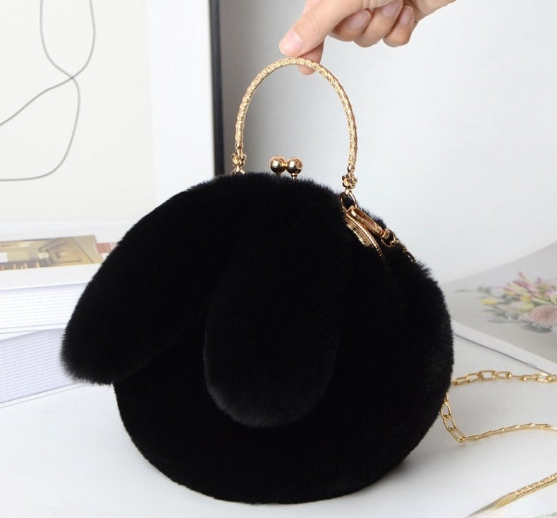 "Fluffy Bunny" mini shoulder bag by SB - Style's Bug Black