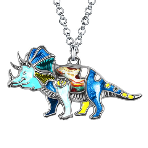 Multi-color Triceratops necklace - Style's Bug Blue