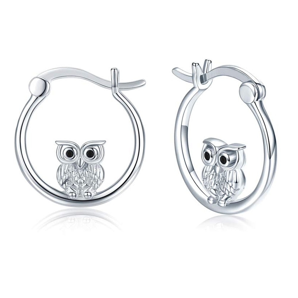 "Starring Tiny Owl" Hoop Earrings - Style's Bug Default Title