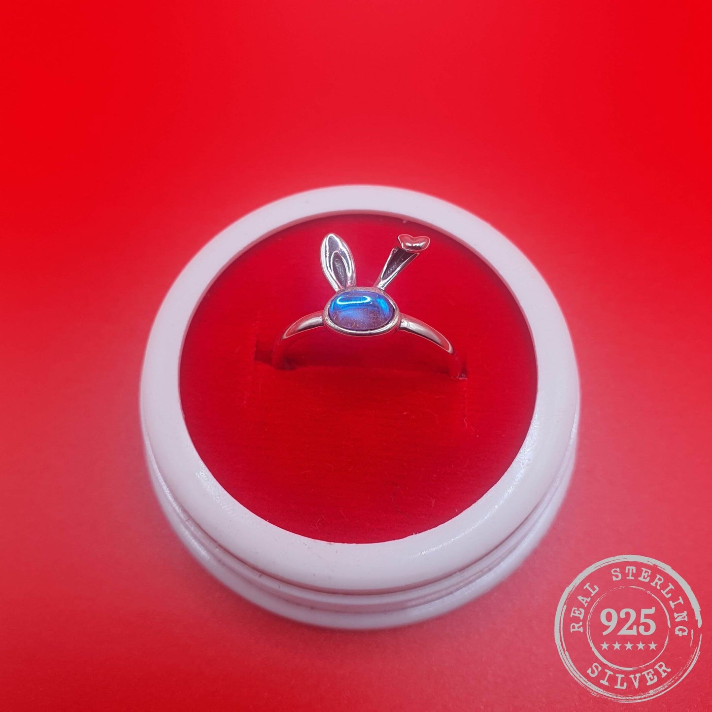 Blue Bunny Moonstone ring