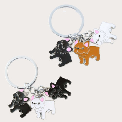 French Bulldog Keychains (2pcs pack) - Style's Bug 2 x Multicolor Triplets (as shown) keychains