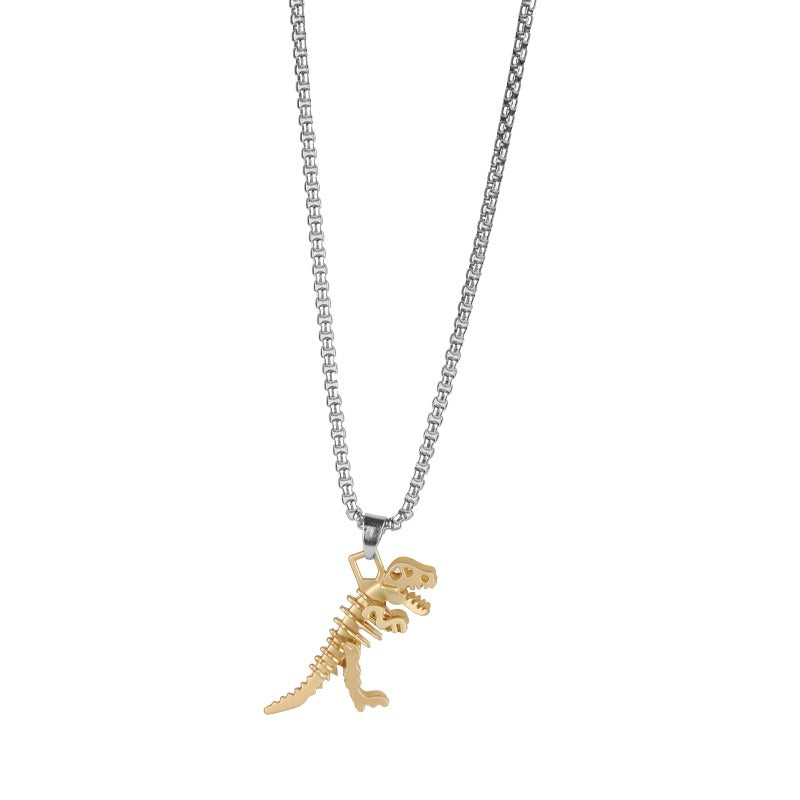 Skeleton Dinosaur Necklace - Style's Bug Light Gold