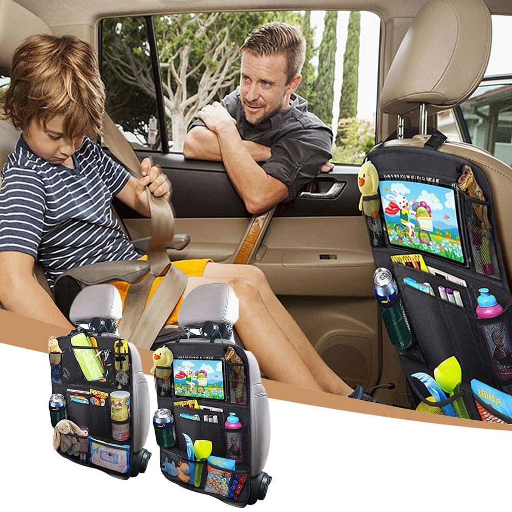 Backseat Organizer with Touch Screen Tablet Holder + 9 Storage Pockets - Style's Bug