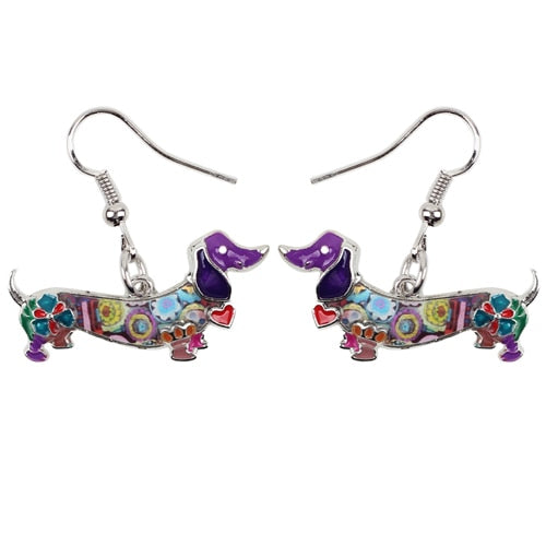 Colorful Dachshund earrings by Style's Bug - Style's Bug Purple