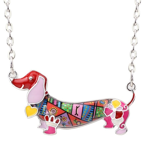 Colorful Dachshund necklaces by Style's Bug - Style's Bug Red