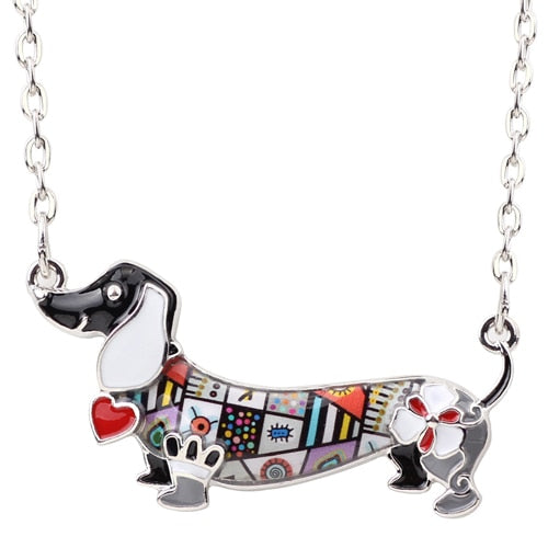 Colorful Dachshund necklaces by Style's Bug - Style's Bug Black