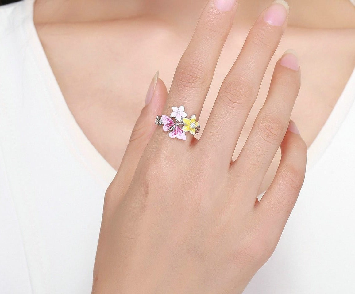 Orchids & Butterfly ring - Style's Bug