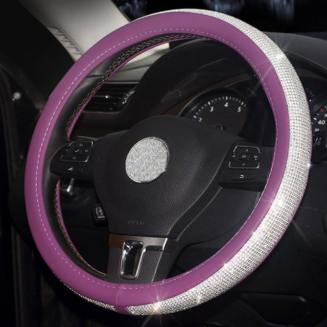 Crystal Rhinestone Steering Wheel Cover - Style's Bug Purple