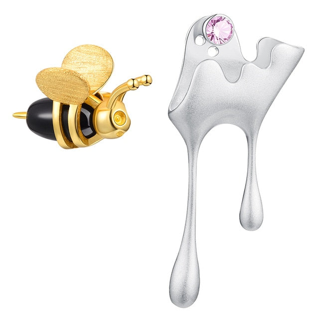 The Honey bee earrings - Style's Bug Gold bee + Silver Honey