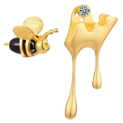 The Honey bee earrings - Style's Bug Gold bee + Gold Honey