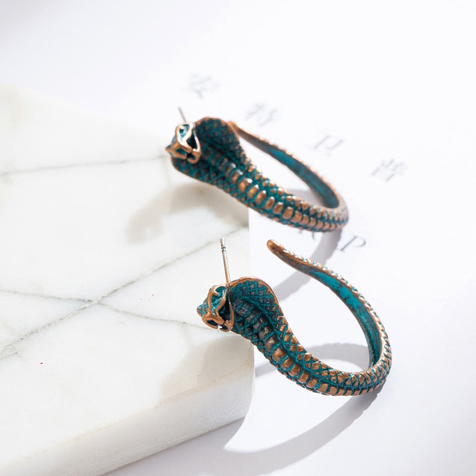 Antique Green Snake Earrings by Style's Bug - Style's Bug