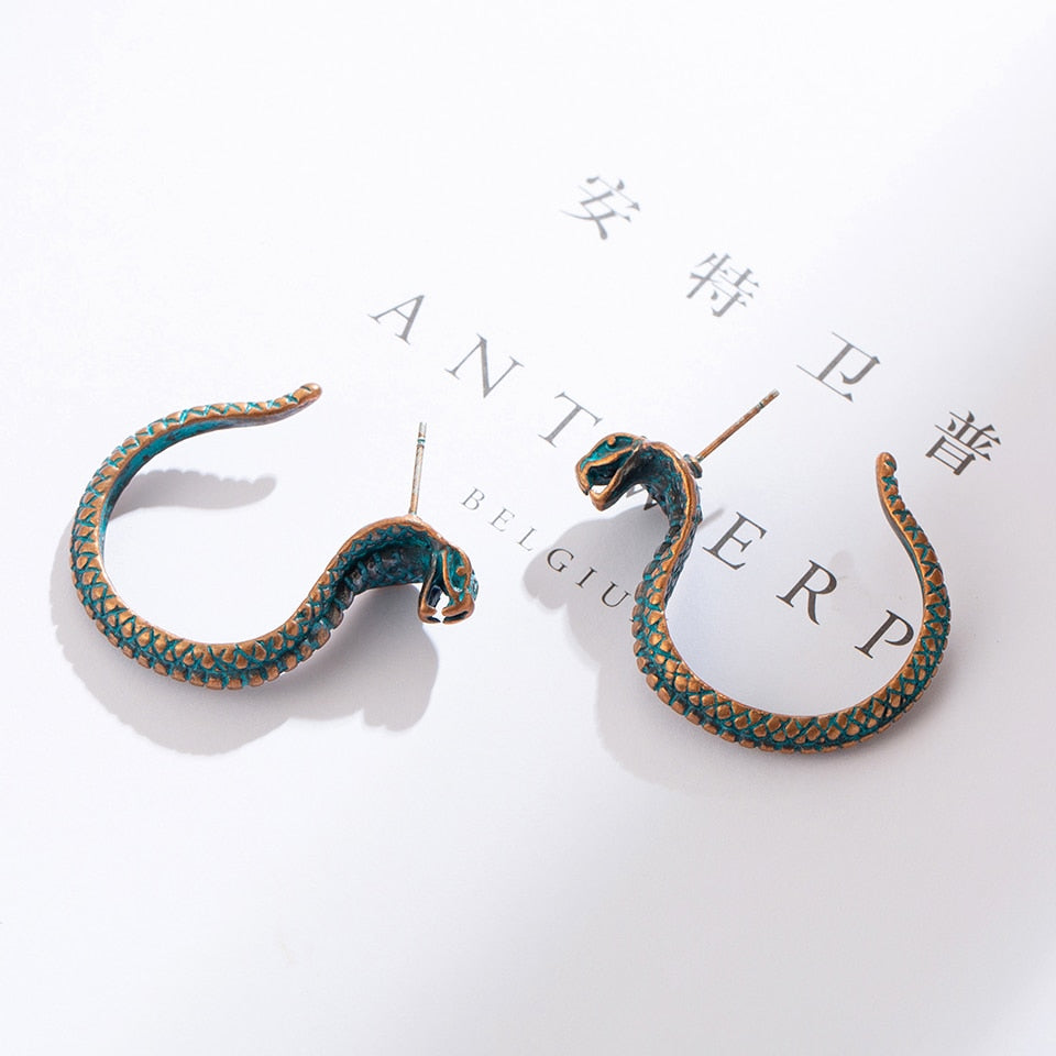 Antique Green Snake Earrings by Style's Bug - Style's Bug