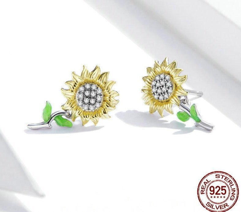 Golden Sunflower earrings by Style's Bug - Style's Bug