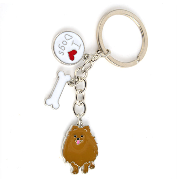 Pomeranian keychains by Style's bug (2pcs pack) - Style's Bug Brown - I love dogs