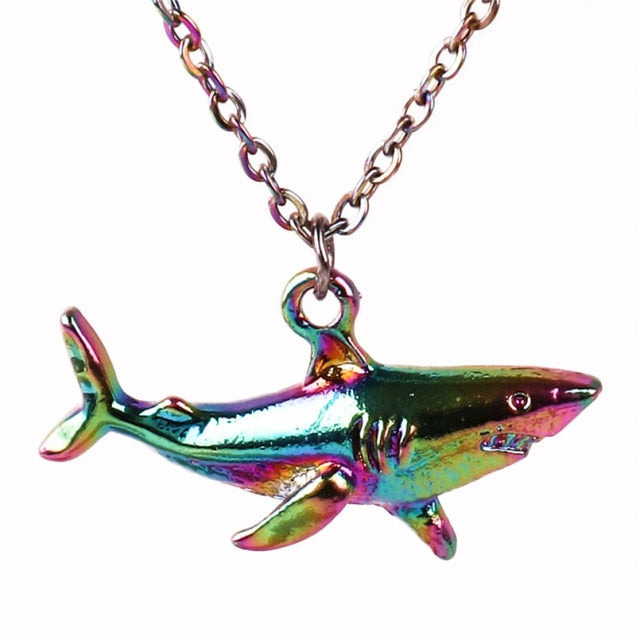Great white shark Necklace by SB - Style's Bug Rainbow color