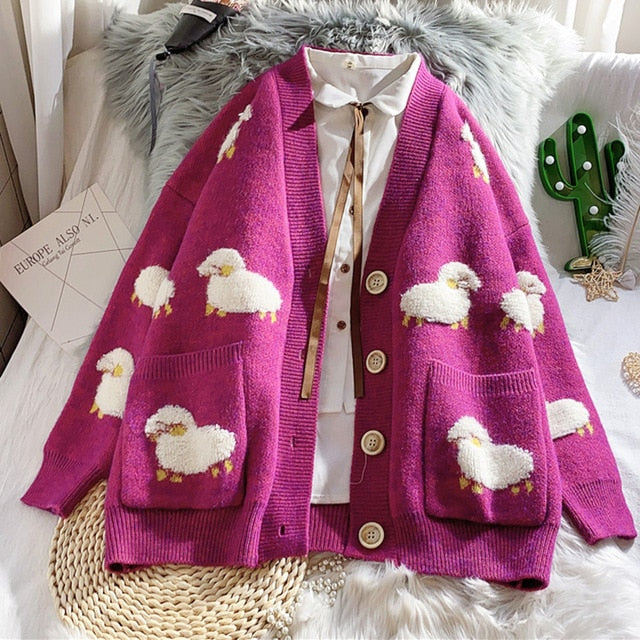 Sheep sweater coat by Style's Bug - Style's Bug Pink / XXXL