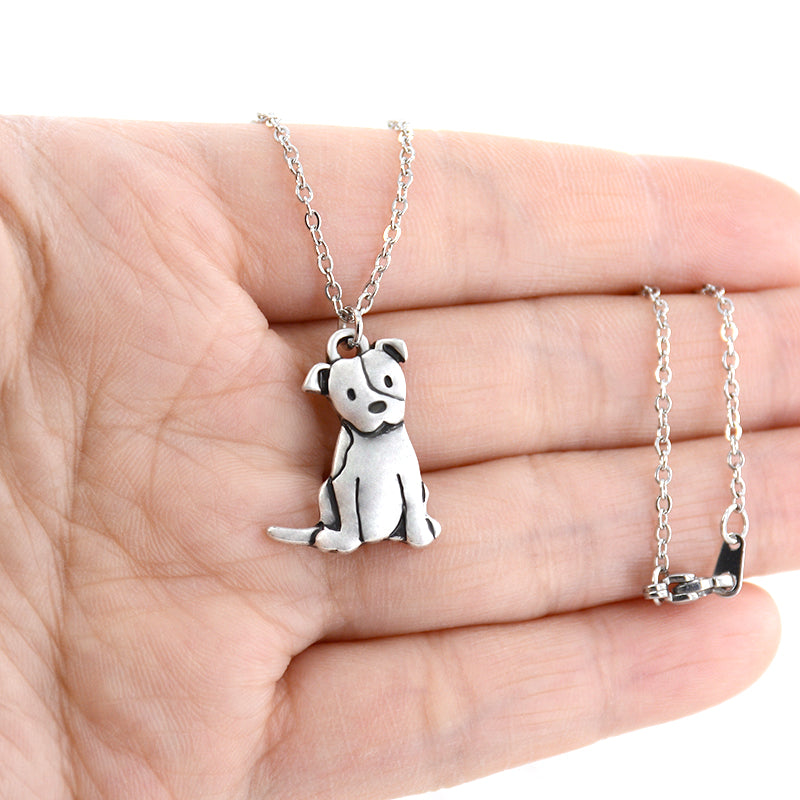 Sitting Pitbull dog necklace by Style's Bug - Style's Bug