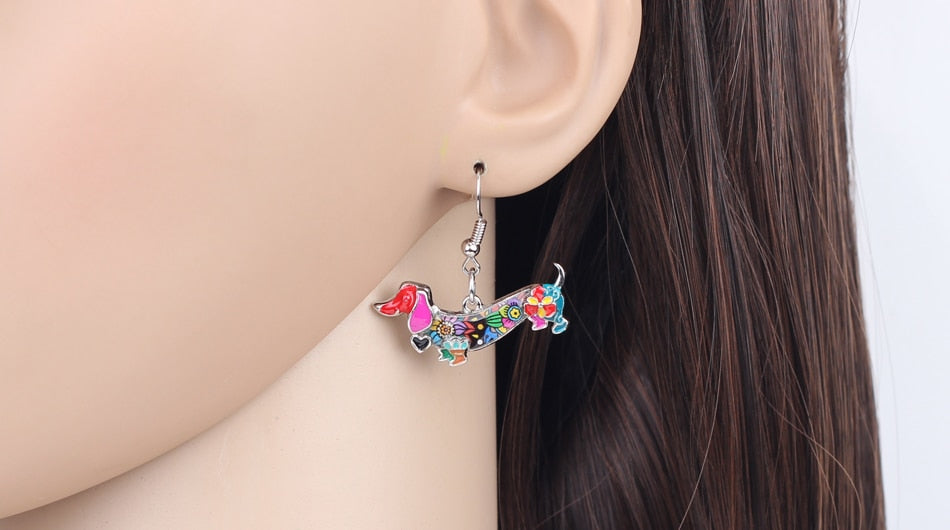 Colorful Dachshund earrings by Style's Bug - Style's Bug