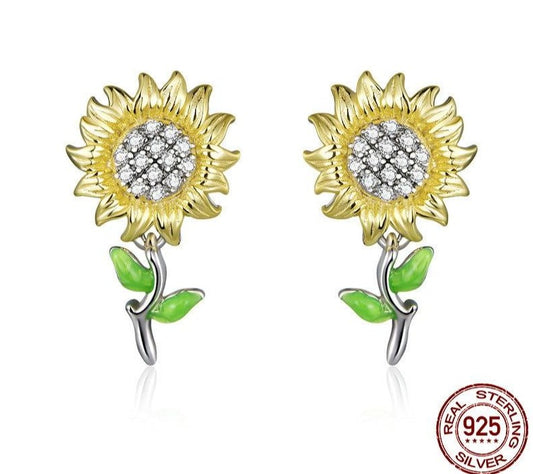 Golden Sunflower earrings by Style's Bug - Style's Bug