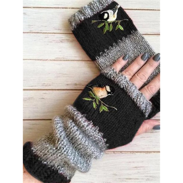 Hand knitted Bird Mittens by Style's Bug - Style's Bug Black