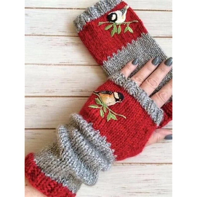 Hand knitted Bird Mittens by Style's Bug - Style's Bug Red