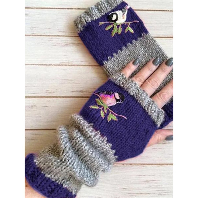 Hand knitted Bird Mittens by Style's Bug - Style's Bug Blue