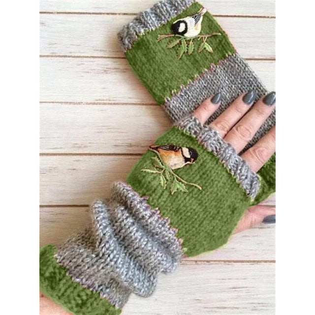 Hand knitted Bird Mittens by Style's Bug - Style's Bug Green