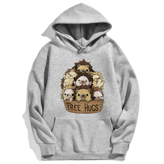 Hedgehog Hugs Hoodie - Style's Bug Gray / XXL