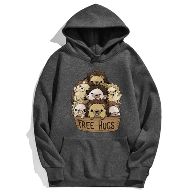Hedgehog Hugs Hoodie - Style's Bug Dark gray / XXL