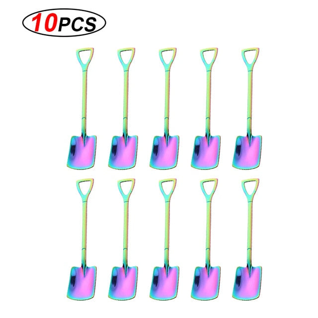 MiniShovels™- Dessert spoons ( 10 pcs pack ) - Style's Bug purple square spoon