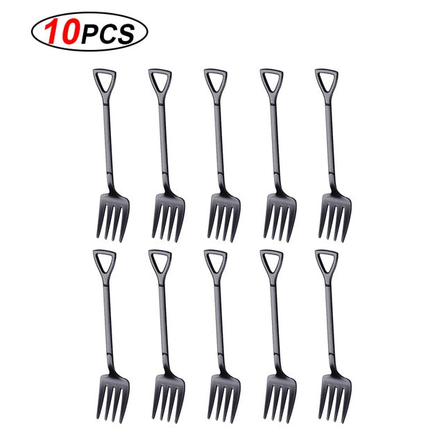 MiniShovels™- Dessert spoons ( 10 pcs pack ) - Style's Bug black fork