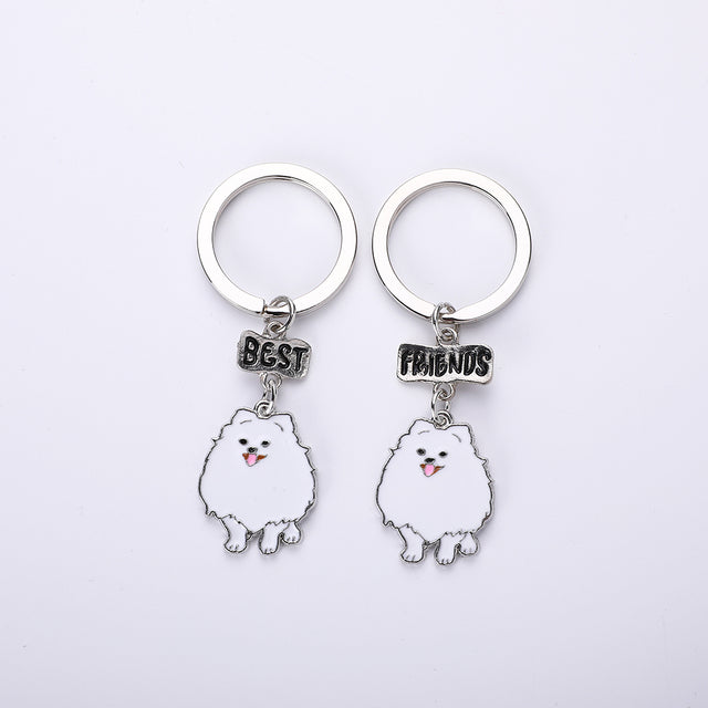 Pomeranian keychains by Style's bug (2pcs pack) - Style's Bug White - Best friends pair