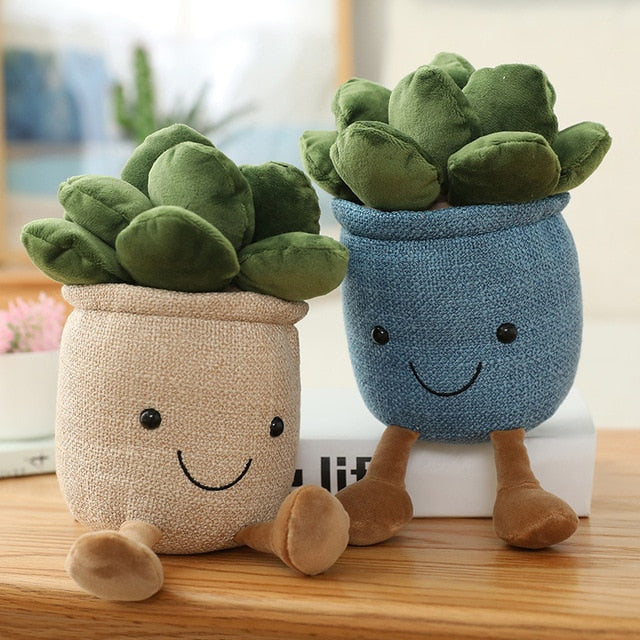 Flower pot plushies by Style's Bug - Style's Bug 2pcs ( khaki + blue succulent )