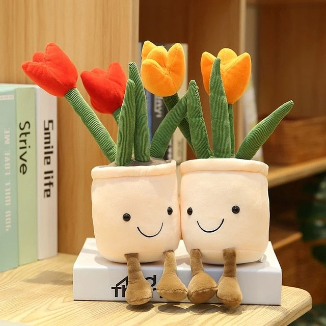 Flower pot plushies by Style's Bug - Style's Bug 2pcs ( red + orange tulip )