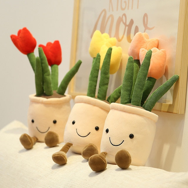 Flower pot plushies by Style's Bug - Style's Bug 3pcs ( red + yellow + pink tulip )